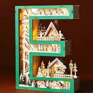 NWT Anthropologie Wonderland Christmas Scene Letter E